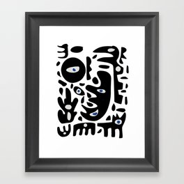 Minimal African Art Black and White Pattern Abstract  Framed Art Print