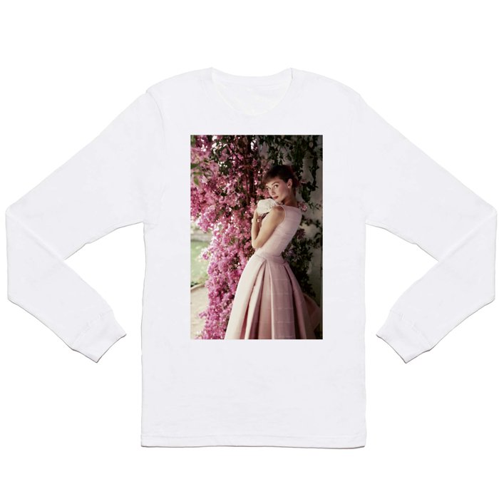 Audrey Hepburn Flowers Long Sleeve T Shirt