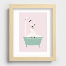 Llama Enjoying Bubble Bath Recessed Framed Print