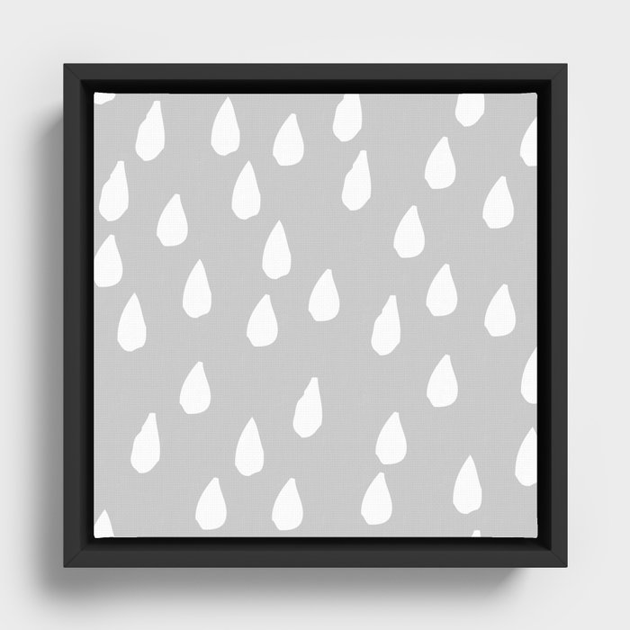 Gray With Rain Framed Canvas