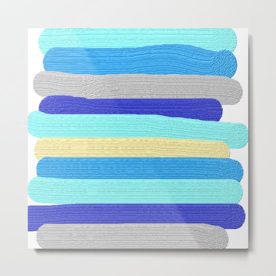 Ocean Blue Painter's Stripes Metal Print