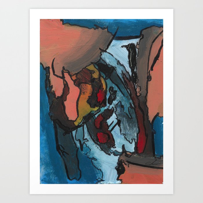Over The Bluff Abstract Landscape Painting Art Print By