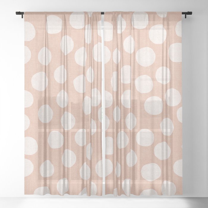 woven dots - peach Sheer Curtain