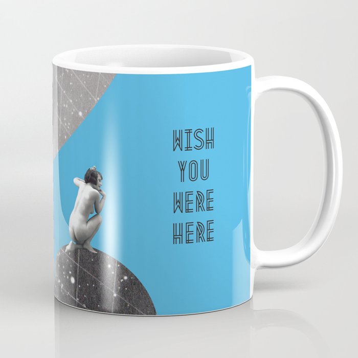 Love Quote Retro Vintage Nude Woman Space Planet Wish You Were Here Rock Music Song Lyrics Coffee Mug