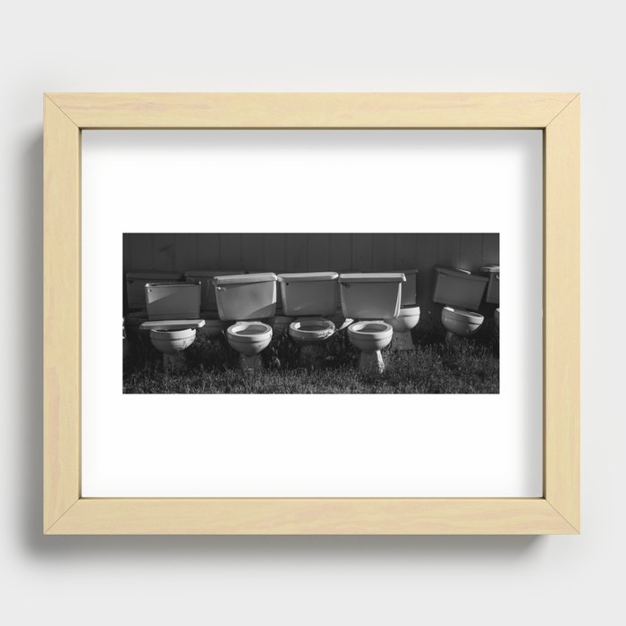 Bathroom Art: Toilets in Black and White Recessed Framed Print