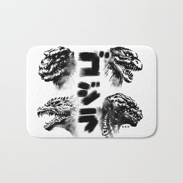 Waterbushed Four Kings Bath Mat | King Of The Monsters, Godzilla, Ghidorah, Digital, Japan, Kaiju, Rodan, Mothra, Painting, Toho 