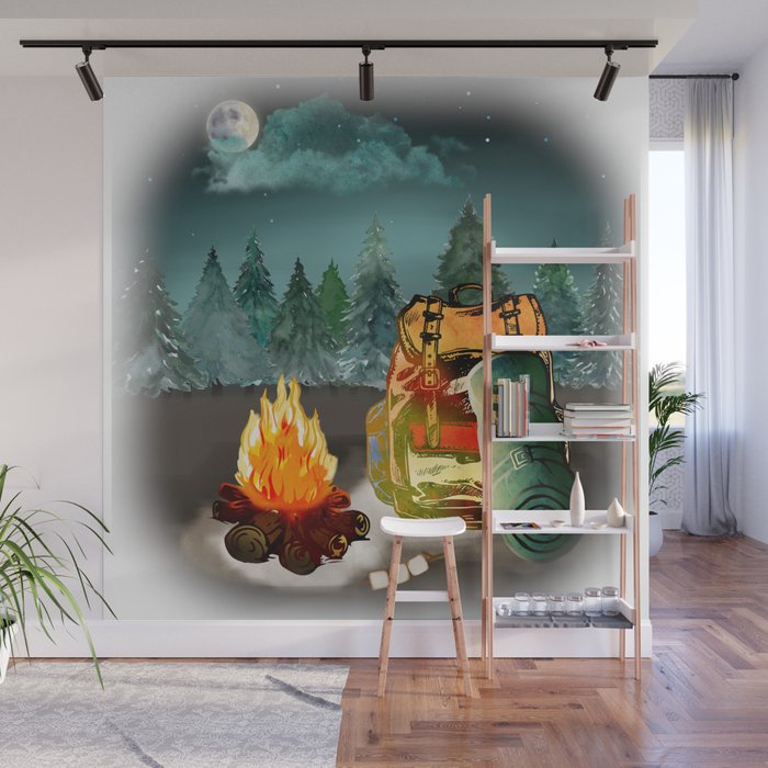Camping Forest Night Adventure Wall Mural