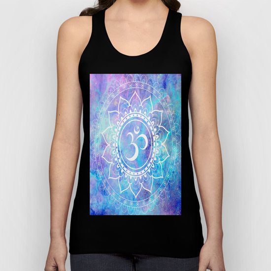 Om Mandala Pink Aqua Lavender Galaxy Space Unisex Tank Top