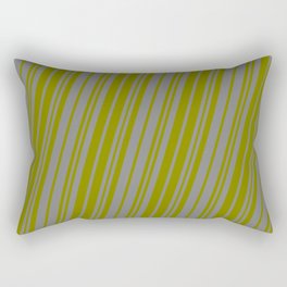 [ Thumbnail: Grey & Green Colored Stripes Pattern Rectangular Pillow ]