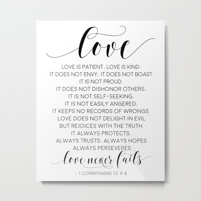 Definition Of Love Love Is Patient Love Is Kind Love Quote Love Art Love Gift Darling Gift Love You Metal Print By Aleksmorin Society6