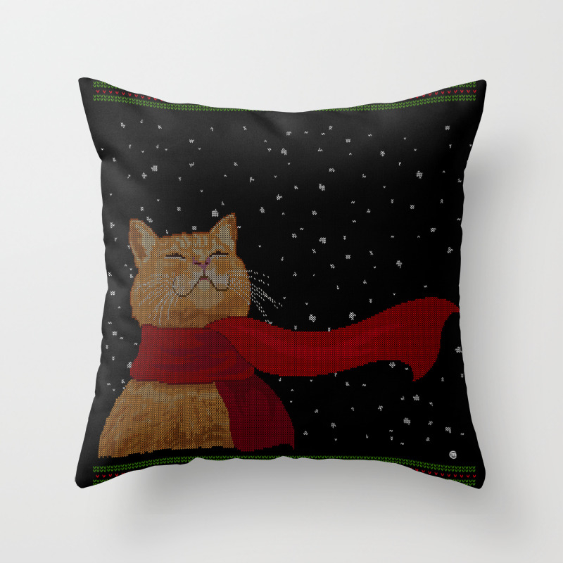 Knitted Wintercat Throw Pillow By Carolinainberlin Society6