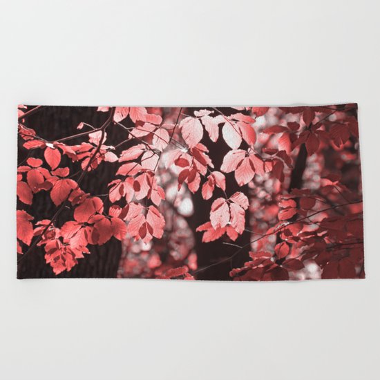 Red leaves Beach Towel