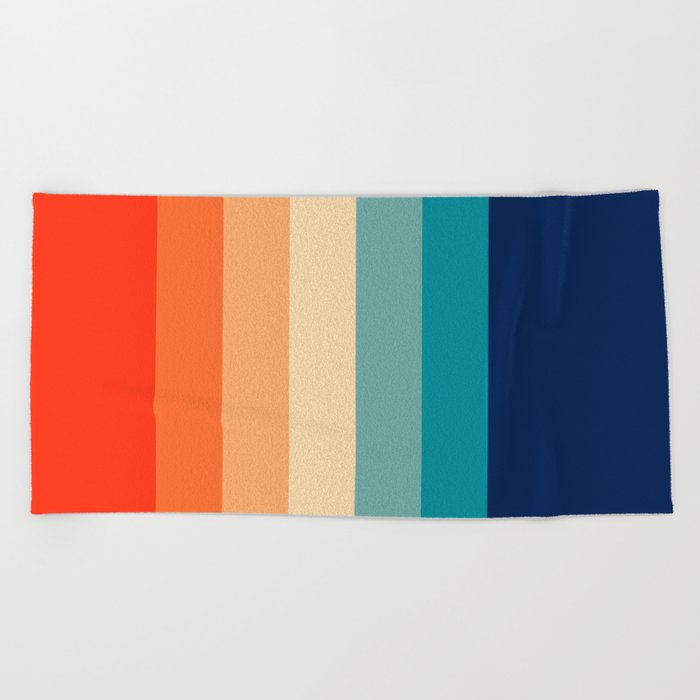 7 Colorful Retro Summer Stripes Bamola Beach Towel