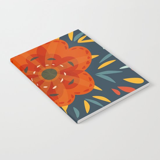 Decorative Whimsical Orange Flower Notebook