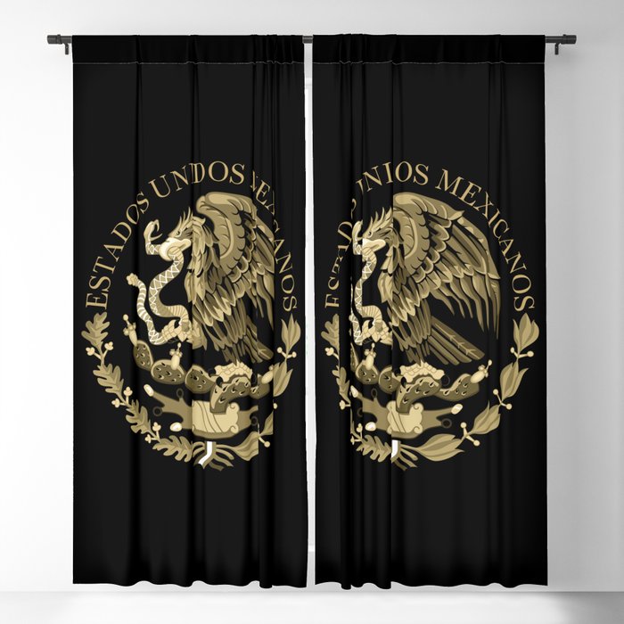 Mexican flag seal in sepia Blackout Curtain