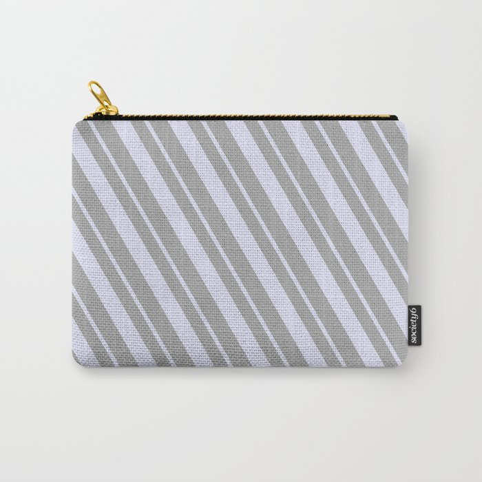 Dark Grey and Lavender Colored Stripes/Lines Pattern Carry-All Pouch