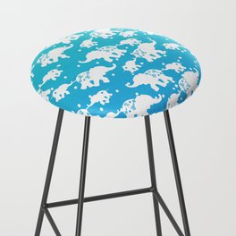 Blue Teal White Polka Dots Floral Cute Elephant Ombre Bar Stool