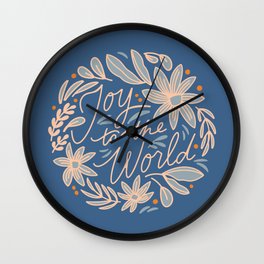 Joy to the World - Holiday Art - Blue Wall Clock