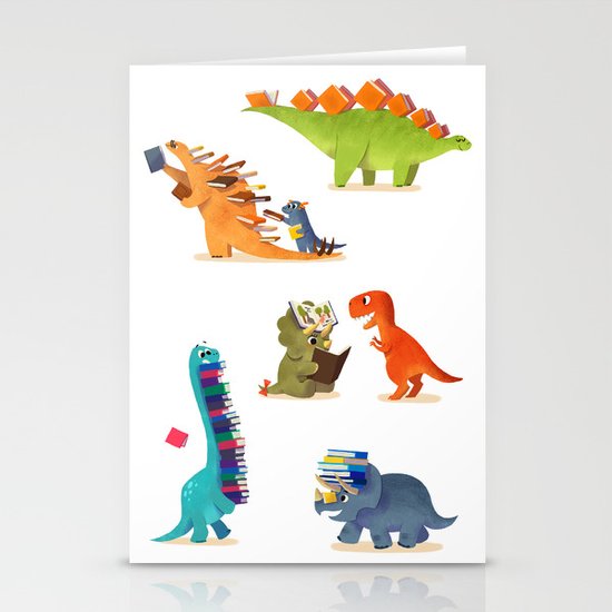 BOOK DINOSAURS Stationery Cards