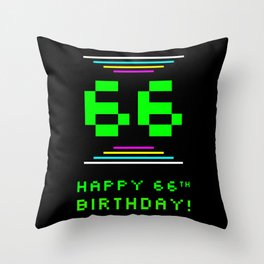 [ Thumbnail: 66th Birthday - Nerdy Geeky Pixelated 8-Bit Computing Graphics Inspired Look Throw Pillow ]
