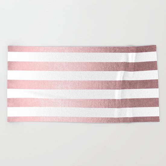 Simply Striped Rose Quartz Elegance Beach Towel