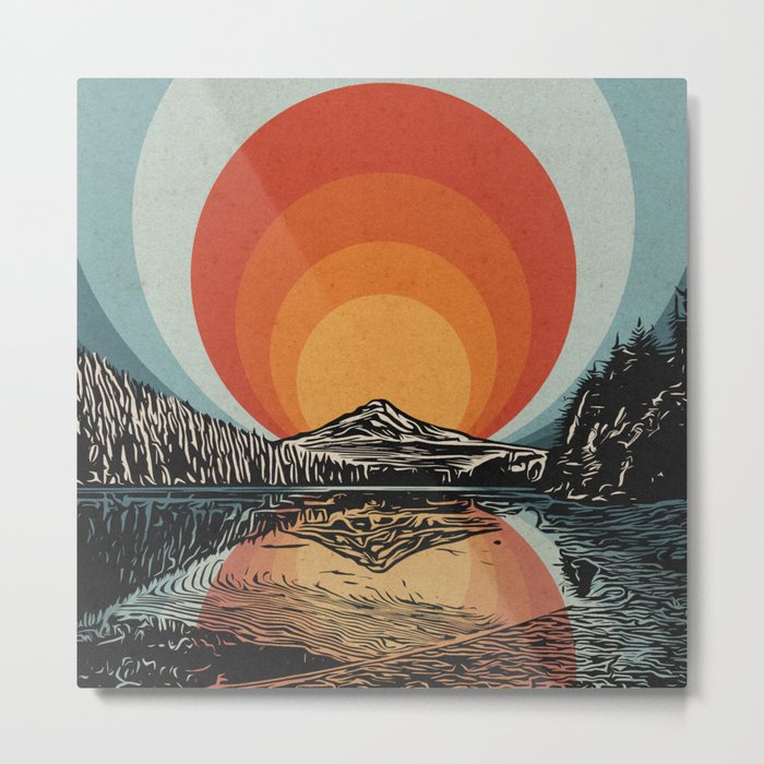 Mount Hood Sunrise Reflection Metal Print