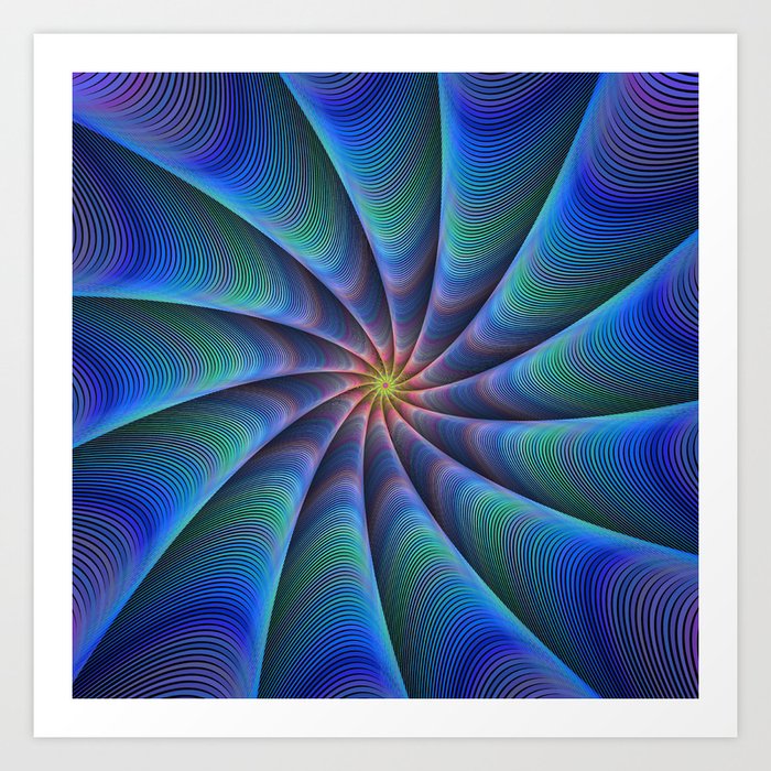 Trippy Colorful Fractal Spiral Op Art Art Print