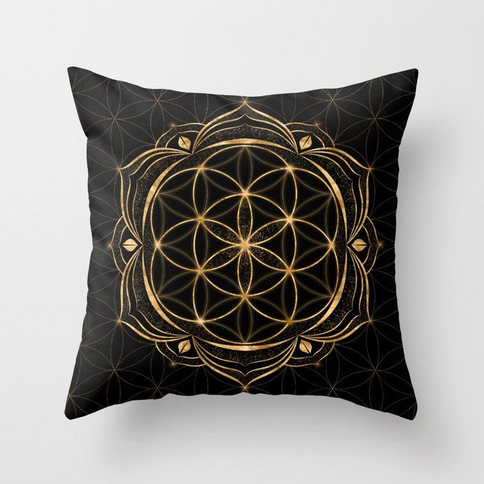 Seed of life in Lotus - Sacred Geometry Throw Pillow