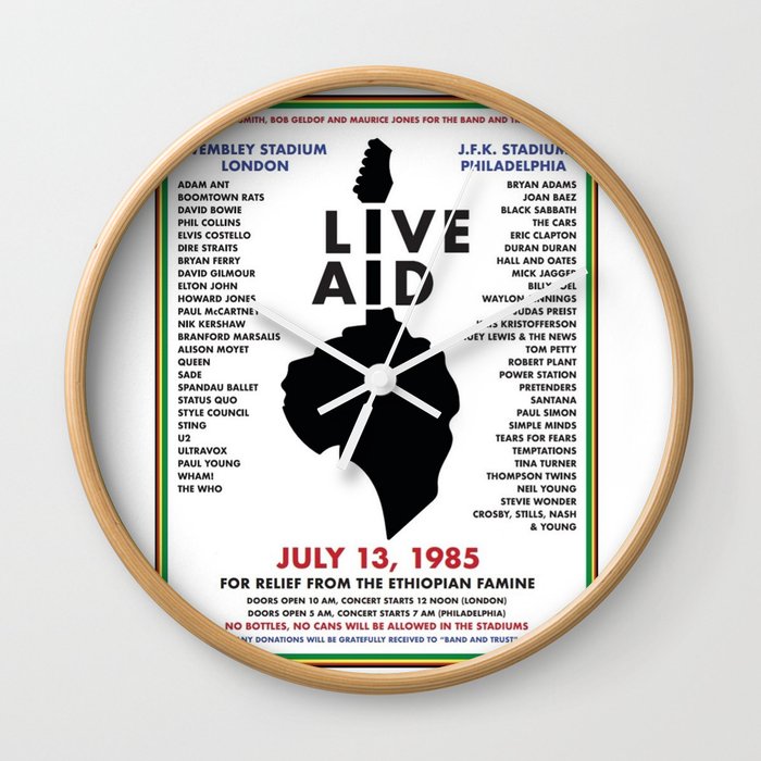Live Aid 1985 Vintage JFK & Wembley Stadium Concert Festival Gig Advertising Music Poster Wall Clock
