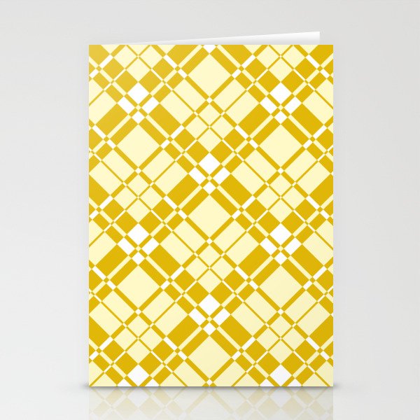 Diamond yellow gingham checked Stationery Cards