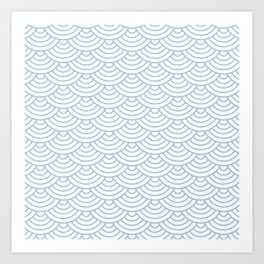 Pale Blue Japanese wave pattern Art Print