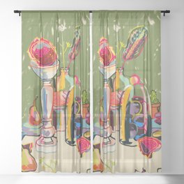 STILL LIFE WITH DRAGON FRUIT Sheer Curtain