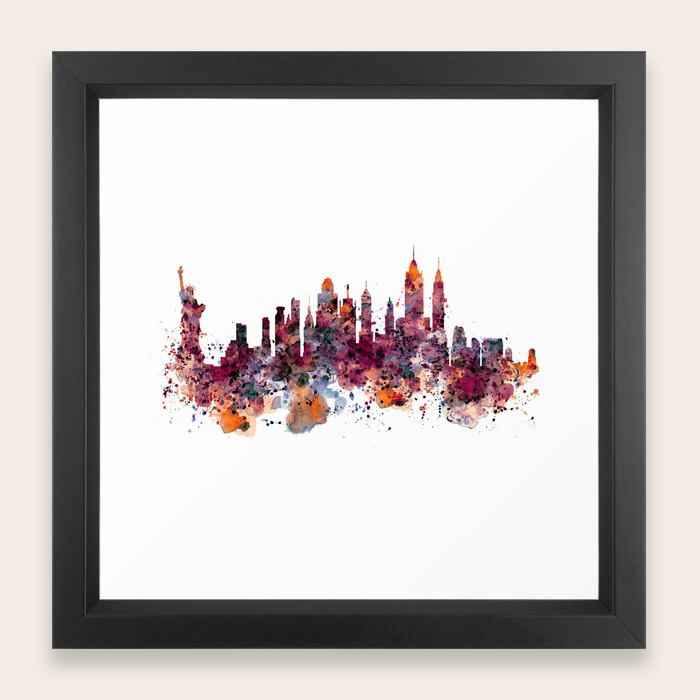 New York Skyline Silhouette Framed Art Print By Marianvoicu Society6