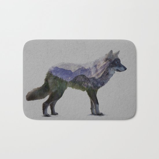 The Rocky Mountain Gray Wolf Bath Mat