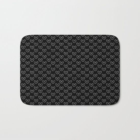 Vintage Hearts on Black Bath Mat