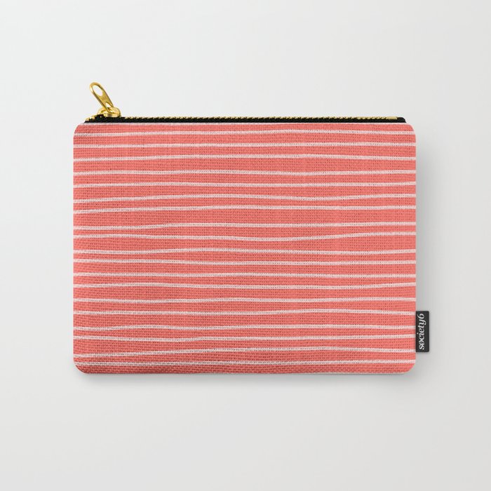Coral Pinstripes Carry-All Pouch