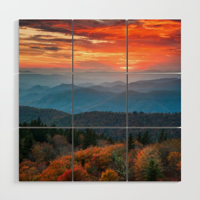 Blue Ridge Mountains NC Scenic Autumn Landscape Photography Asheville North Carolina Wood Wall Art