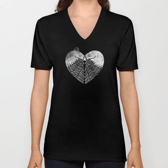 Love birds sitting on a tree Unisex V-Neck