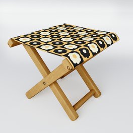 Blossoms & Buttercups - Inverted Colors Checkerboard  Folding Stool
