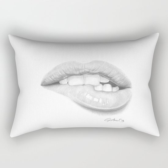 Desiderio / Desire - Lip Bite - Mouth Rectangular Pillow