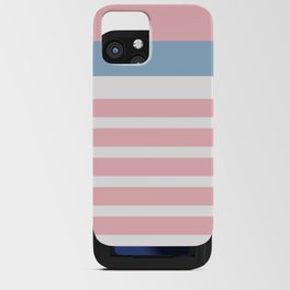 Pastel Pink Mixed Stripe Pattern with Light Blue and White iPhone Card Case