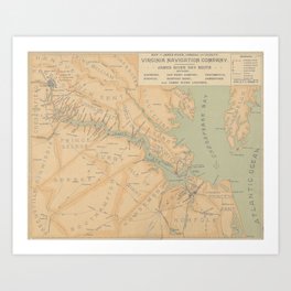 Vintage Map of The James River (1899) Art Print