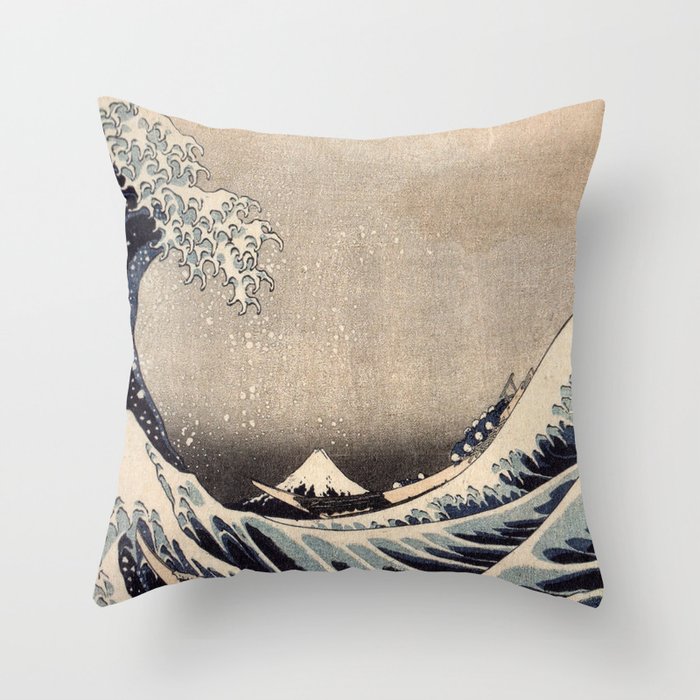 Hokusai the wave 1-hokusai,manga,fugi,japan,kanagawa,wave,edo,mount fuji Throw Pillow