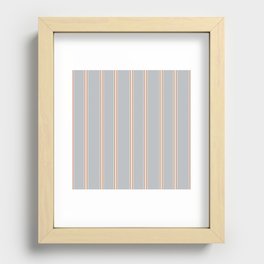 Stripes - Thick + Thin lines - Aleutian Blue, Rose Tan + White Recessed Framed Print