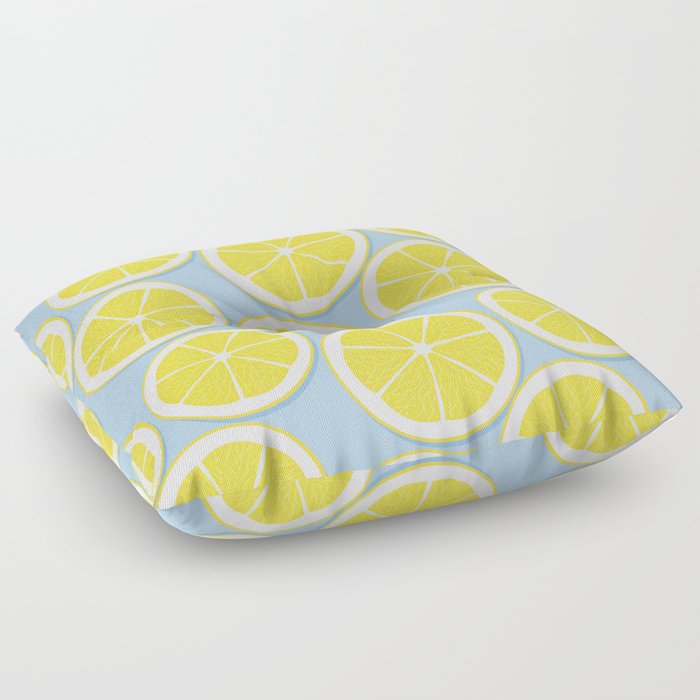 Lemon fruit circle slice pattern illustration Floor Pillow