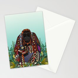 orangutan king turquoise Stationery Card