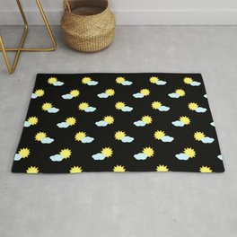 Sun and Clouds Pattern 2 in Black Rug