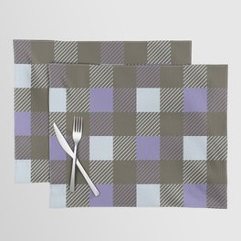 Cute Colorful Large Plaid (Very Peri \White Blue \Very Dark Green) Placemat