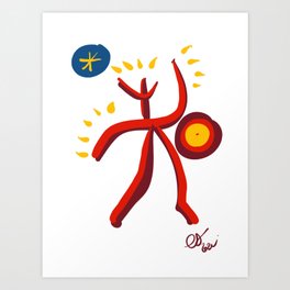Red Man Symbol of Life and Energy Primitive Art By Emmanuel Signorino  Art Print