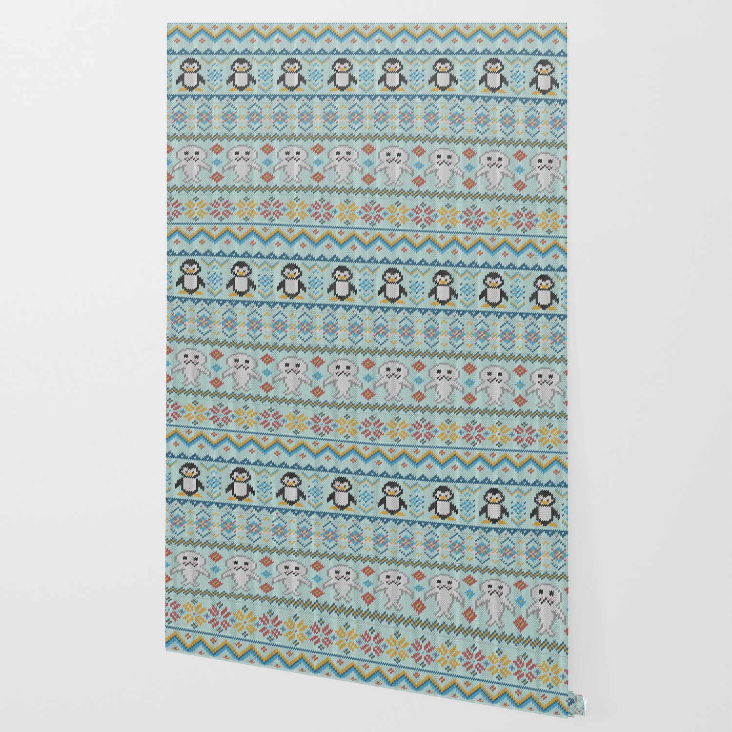 Cute Knitted Penguin And Seal Pattern Wallpaper By Parazitgoodz